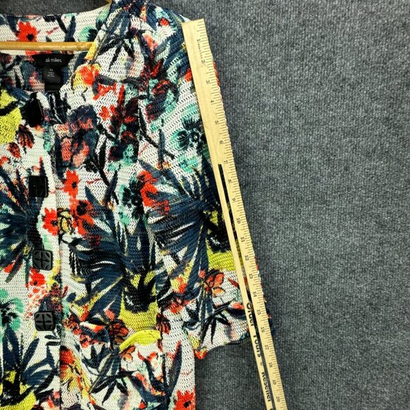 Ali Miles Cardigan Womens Petite Small Breathable Button Up Pockets Tropical - Picture 13 of 16